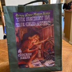Barnes and Noble green Nancy Drew open shopping tote